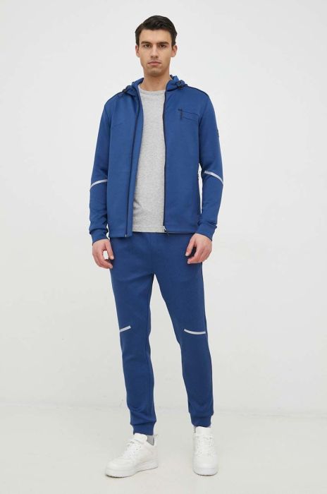 Кофта BOSS boss green чоловіча колір синій з капюшоном однотонна