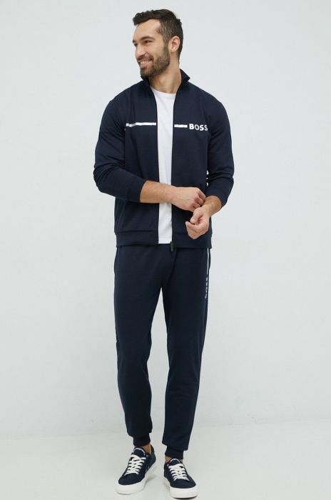 Кофта лаунж BOSS чоловіча колір синій з принтом Кофта лаунж BOSS чоловіча колір синій з принтом