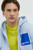 Кофта Karl Lagerfeld Jeans чоловіча з капюшоном з принтом колір блакитний Кофта Karl Lagerfeld Jeans чоловіча з капюшоном з принтом колір блакитний