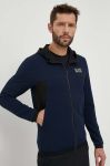 Кофта EA7 Emporio Armani чоловіча колір синій з капюшоном з аплікацією Кофта EA7 Emporio Armani чоловіча колір синій з капюшоном з аплікацією