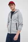 Кофта BOSS BOSS GREEN чоловіча колір сірий з капюшоном з принтом Кофта BOSS BOSS GREEN чоловіча колір сірий з капюшоном з принтом