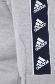 Бавовняна кофта adidas чоловіча колір сірий з капюшоном з принтом (3233285)