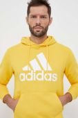 Бавовняна кофта adidas чоловіча колір жовтий з капюшоном з принтом