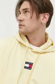 Бавовняна кофта Tommy Jeans чоловіча колір жовтий з капюшоном з аплікацією