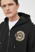 Бавовняна кофта Just Cavalli чоловіча колір чорний з капюшоном з принтом (3229849) Бавовняна кофта Just Cavalli чоловіча колір чорний з капюшоном з принтом (3229849)