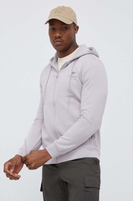 Кофта 4F чоловіча колір рожевий з капюшоном однотонна Кофта 4F чоловіча колір рожевий з капюшоном однотонна