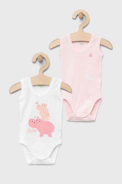 Дитяче бавовняне боді United Colors of Benetton 2-pack колір рожевий (3184819)