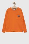 Дитячий бавовняний лонгслів Fila колір помаранчевий з аплікацією Дитячий бавовняний лонгслів Fila колір помаранчевий з аплікацією