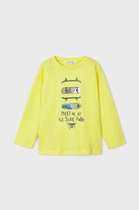 Дитячий бавовняний лонгслів Mayoral колір жовтий з принтом (2964679) Дитячий бавовняний лонгслів Mayoral колір жовтий з принтом (2964679)