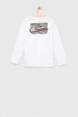 Дитячий бавовняний лонгслів Quiksilver колір білий з принтом
