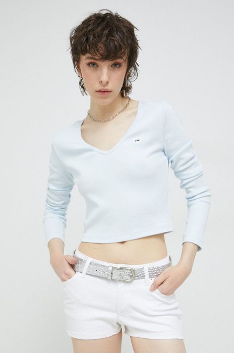 Лонгслів Tommy Jeans жіночий колір блакитний (2957398)