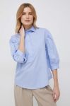 Бавовняна блузка Sisley жіноча однотонна колір блакитний