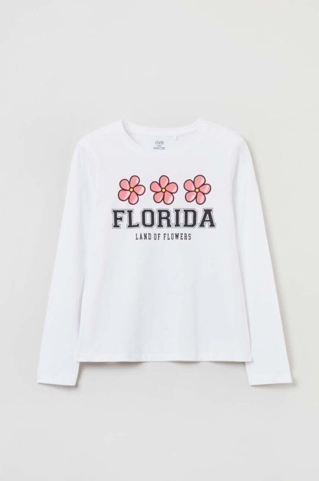 Дитячий лонгслів OVS колір білий (3043781)