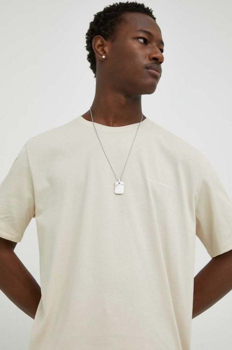 Бавовняна футболка Tiger Of Sweden колір бежевий з принтом Бавовняна футболка Tiger Of Sweden колір бежевий з принтом