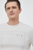 Бавовняний лонгслів Armani Exchange колір сірий візерунок