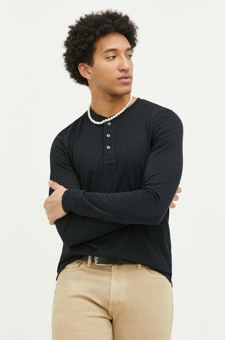 Лонгслів Superdry чоловічий колір чорний однотонний