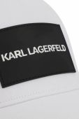 Дитяча бавовняна шапка Karl Lagerfeld колір білий з аплікацією Дитяча бавовняна шапка Karl Lagerfeld колір білий з аплікацією