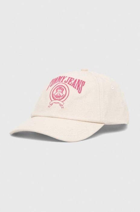Бавовняна бейсболка Tommy Jeans колір бежевий з аплікацією (2919592) Бавовняна бейсболка Tommy Jeans колір бежевий з аплікацією (2919592)
