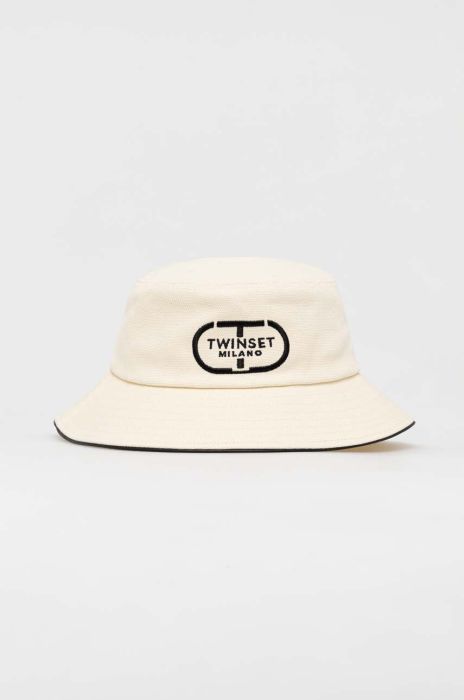 Бавовняний капелюх Twinset колір бежевий з бавовни Бавовняний капелюх Twinset колір бежевий з бавовни