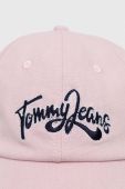 Бавовняна бейсболка Tommy Jeans колір рожевий з аплікацією (3127922)