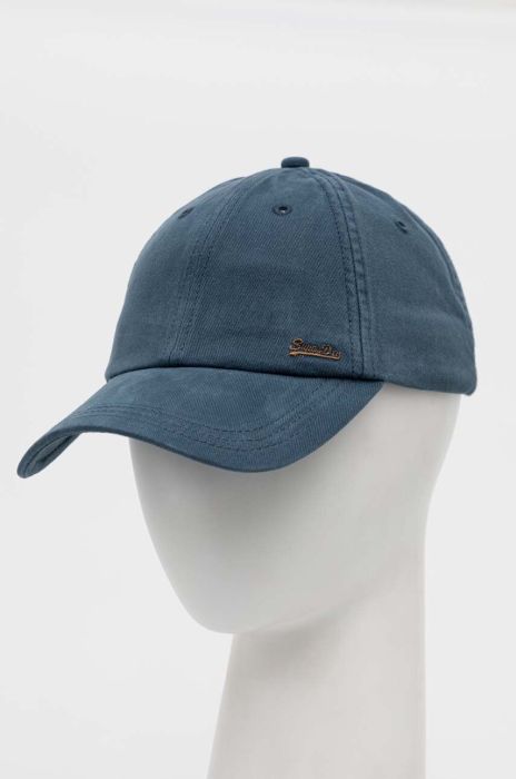Бавовняна бейсболка Superdry колір бірюзовий однотонна Бавовняна бейсболка Superdry колір бірюзовий однотонна