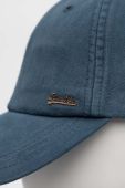 Бавовняна бейсболка Superdry колір бірюзовий однотонна Бавовняна бейсболка Superdry колір бірюзовий однотонна