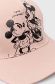 Дитяча бавовняна кепка United Colors of Benetton x Disney колір рожевий з принтом Дитяча бавовняна кепка United Colors of Benetton x Disney колір рожевий з принтом