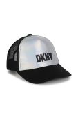 Дитяча шапка Dkny колір срібний з принтом