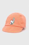 Дитяча бавовняна кепка United Colors of Benetton колір помаранчевий з принтом