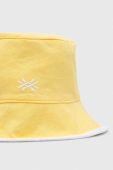 Дитячий двосторонній бавовняний капелюх United Colors of Benetton колір жовтий з бавовни Дитячий двосторонній бавовняний капелюх United Colors of Benetton колір жовтий з бавовни