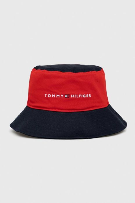 Дитяча бавовняна панама Tommy Hilfiger колір червоний з бавовни Дитяча бавовняна панама Tommy Hilfiger колір червоний з бавовни