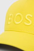 Бавовняна бейсболка BOSS колір жовтий з аплікацією Бавовняна бейсболка BOSS колір жовтий з аплікацією