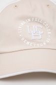 Бавовняна бейсболка United Colors of Benetton колір бежевий з аплікацією Бавовняна бейсболка United Colors of Benetton колір бежевий з аплікацією