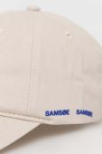 Бавовняна бейсболка Samsoe Samsoe колір бежевий однотонна Бавовняна бейсболка Samsoe Samsoe колір бежевий однотонна