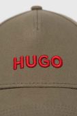 Бавовняна бейсболка HUGO колір зелений з аплікацією (3077457)