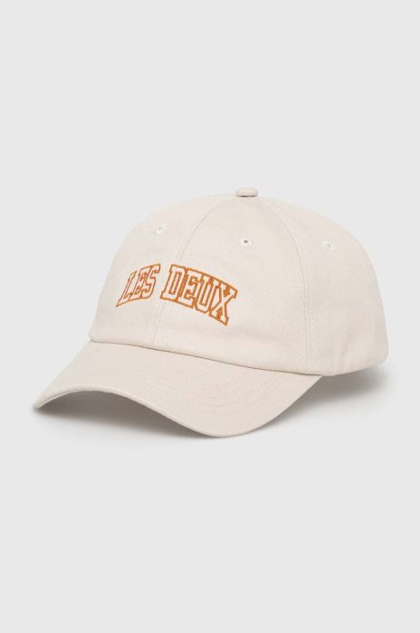 Бавовняна бейсболка Les Deux колір бежевий з аплікацією (3094543) Бавовняна бейсболка Les Deux колір бежевий з аплікацією (3094543)