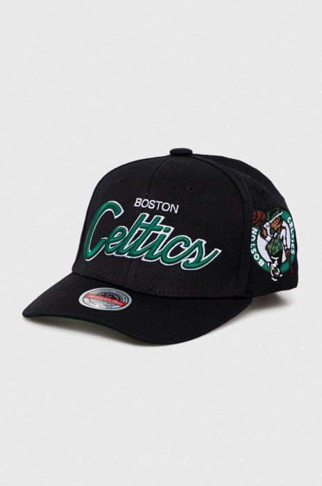 Кепка з домішкою вовни Mitchell&Ness BOSTON CELTICS колір чорний з аплікацією Кепка з домішкою вовни Mitchell&Ness BOSTON CELTICS колір чорний з аплікацією