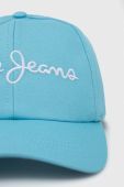 Бавовняна бейсболка Pepe Jeans Wally з аплікацією колір блакитний