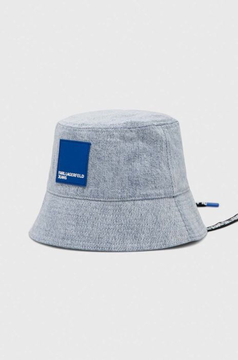 Бавовняний капелюх Karl Lagerfeld Jeans з бавовни колір блакитний