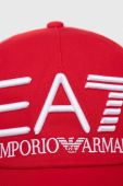Бавовняна бейсболка EA7 Emporio Armani колір червоний з аплікацією