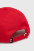 Бавовняна бейсболка EA7 Emporio Armani колір червоний з аплікацією