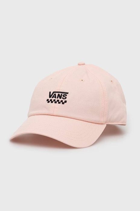 Бавовняна бейсболка Vans колір рожевий з аплікацією Бавовняна бейсболка Vans колір рожевий з аплікацією