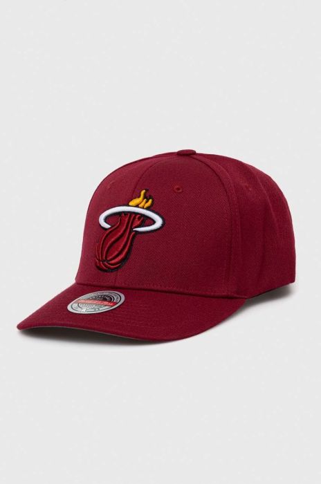 Кепка з домішкою вовни Mitchell&Ness Miami Heat колір бордовий з аплікацією