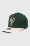 Кепка з домішкою вовни Mitchell&Ness Milwaukee Bucks колір зелений з аплікацією Кепка з домішкою вовни Mitchell&Ness Milwaukee Bucks колір зелений з аплікацією