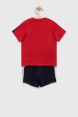 Дитячий бавовняний комплект adidas I 3S колір червоний Дитячий бавовняний комплект adidas I 3S колір червоний