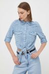 Сорочка Guess жіноча regular класичний комір колір блакитний (3247480)