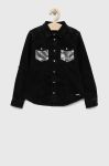 Дитяча джинсова сорочка Guess колір чорний