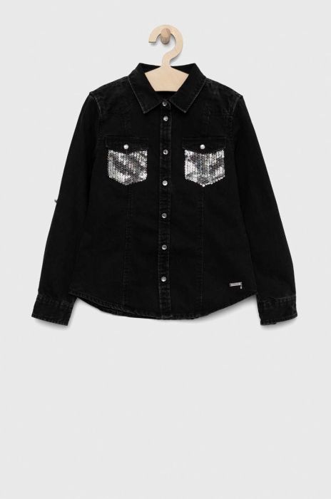 Дитяча джинсова сорочка Guess колір чорний