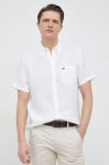 Сорочка з льону Lacoste колір білий regular комір button-down Сорочка з льону Lacoste колір білий regular комір button-down