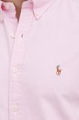 Бавовняна сорочка Polo Ralph Lauren чоловіча колір рожевий slim комір button-down (3069832)